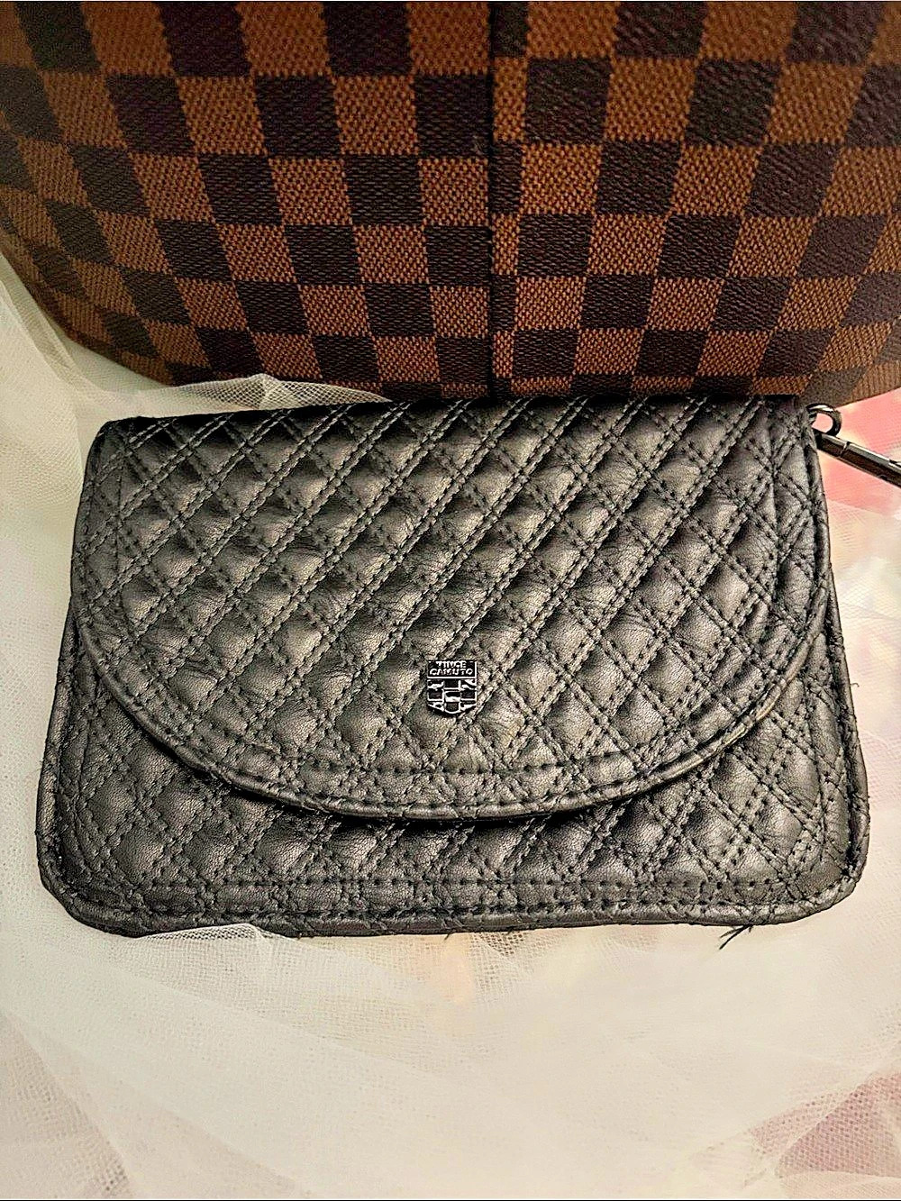 Vince Camuto Quilted Black Wristlet Clutch/ Belt Bag